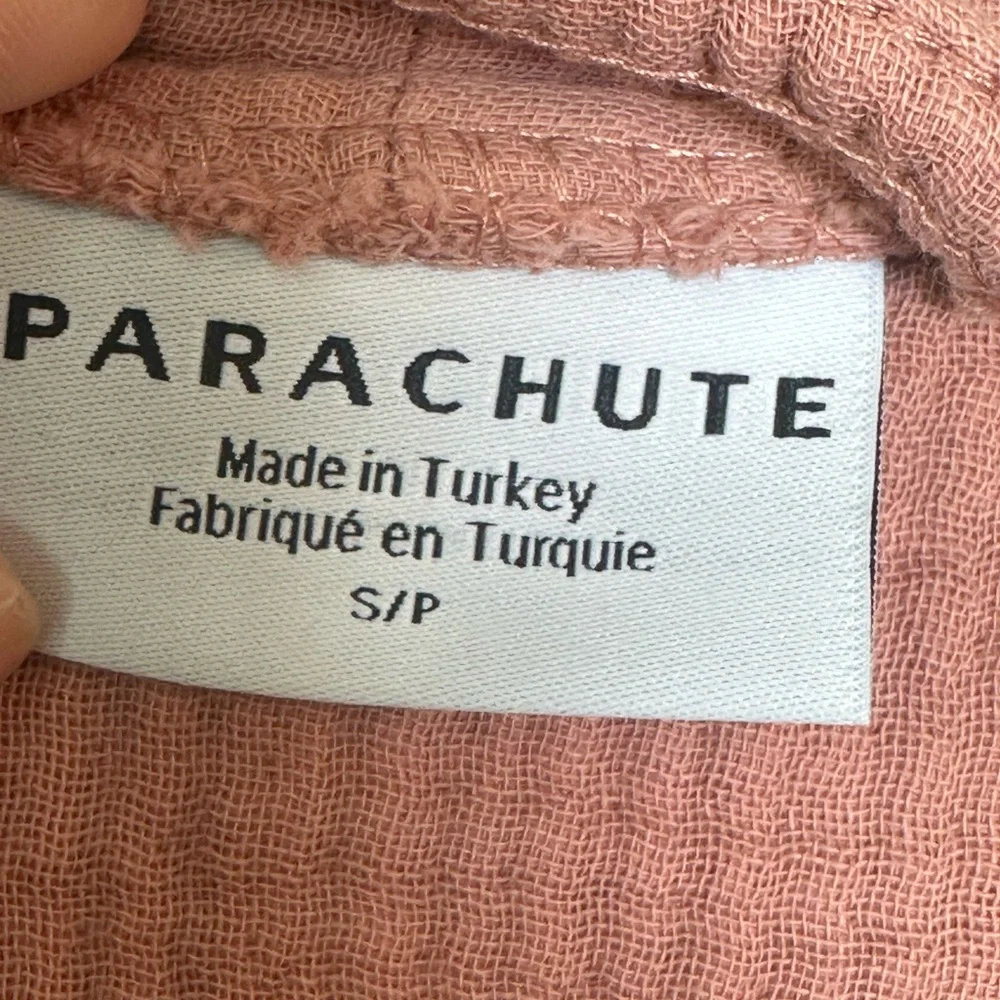 PARACHUTE Cloud Turkish Cotton Waffle Knit Belted Gauzy Unisex Pink Robe, Small